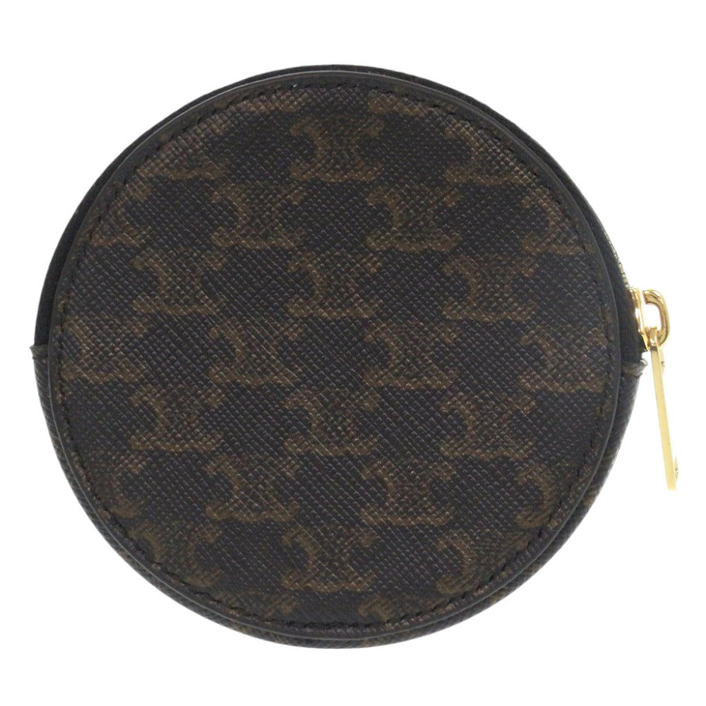 新品同様 セリーヌ トリオンフ U-SD-5202 レザー ブラック/ブラウン コインケース 1565【中古】CELINE