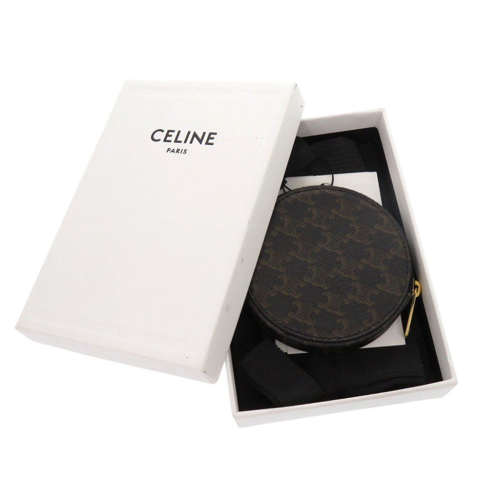 新品同様 セリーヌ トリオンフ U-SD-5202 レザー ブラック/ブラウン コインケース 1565【中古】CELINE