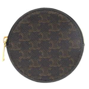 新品同様 セリーヌ トリオンフ U-SD-5202 レザー ブラック/ブラウン コインケース 1565【中古】CELINE