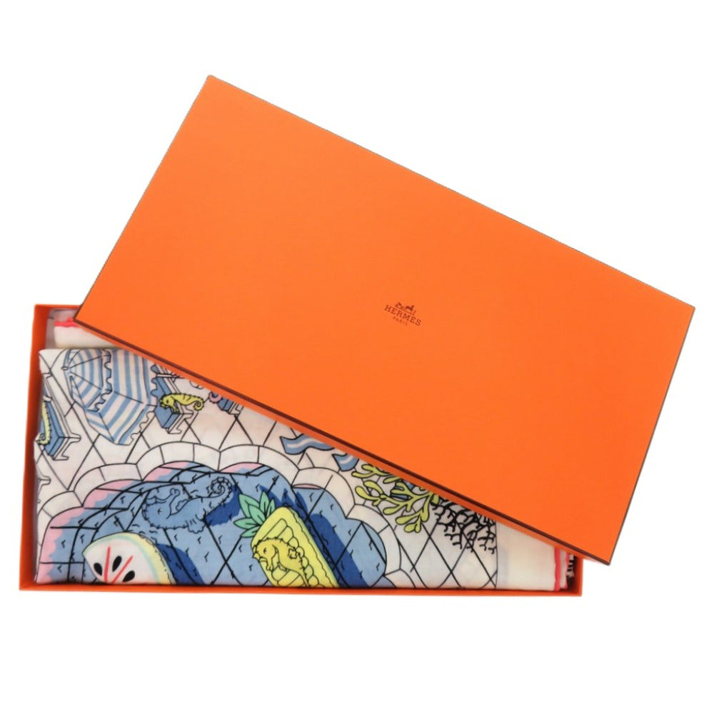 未使用品 エルメス カレ140 SPLASH PARK スプラッシュパーク JPタグ H243806S 01 カシミヤ シルク ストール 1584【中古】HERMES