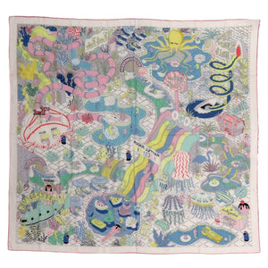 未使用品 エルメス カレ140 SPLASH PARK スプラッシュパーク JPタグ H243806S 01 カシミヤ シルク ストール 1584【中古】HERMES