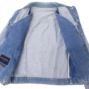 美品 ルイ ヴィトン 19SS ダブルフロント ヴァージル アブロー HGA73WLVP コットン/レザー ブルー サイズ46 デニムジャケット LV 1604【中古】LOUIS VUITTON メンズ