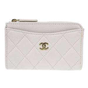 新品同様 シャネル マトラッセ ココマーク AP3179 キャビアスキン ホワイト コインケース 白 1617【中古】CHANEL