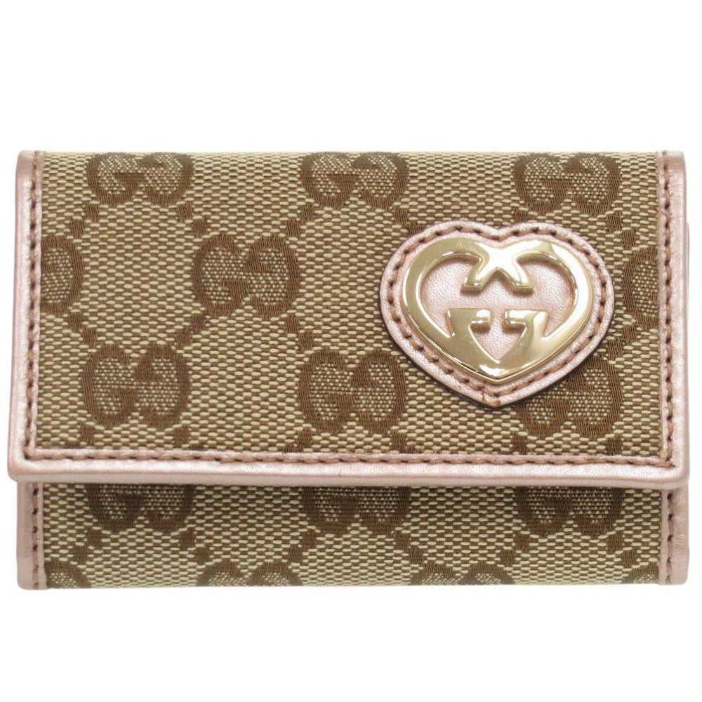 新品同様 グッチ 6連キーケース ラブリーハート 257217 GGキャンバス ベージュ キーケース 1654【中古】GUCCI
