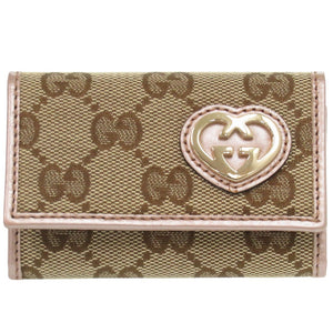 新品同様 グッチ 6連キーケース ラブリーハート 257217 GGキャンバス ベージュ キーケース 1654【中古】GUCCI