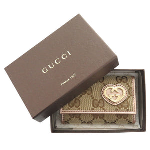 新品同様 グッチ 6連キーケース ラブリーハート 257217 GGキャンバス ベージュ キーケース 1654【中古】GUCCI