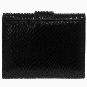 新品同様 ジミーチュウ コンパクトウォレット パイソン型押しレザー ブラック 三つ折り財布 黒 1655【中古】JIMMY CHOO