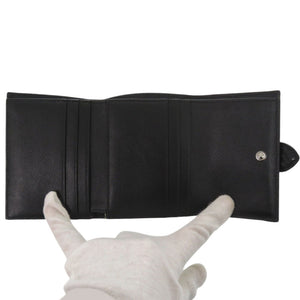 新品同様 ジミーチュウ コンパクトウォレット パイソン型押しレザー ブラック 三つ折り財布 黒 1655【中古】JIMMY CHOO