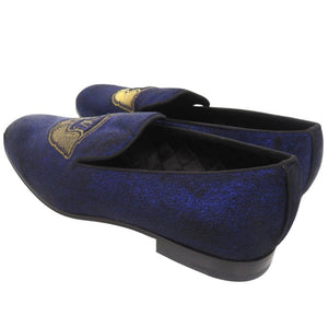 美品 ルイ ヴィトン オートゥイユライン オペラシューズ ハラコレザー LVエンブレム 刺繍 スリッポン ローファー サイズ6 1/2 BM1108 ネイビー LV 1692【中古】LOUIS VUITTON
