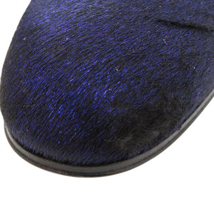 美品 ルイ ヴィトン オートゥイユライン オペラシューズ ハラコレザー LVエンブレム 刺繍 スリッポン ローファー サイズ6 1/2 BM1108 ネイビー LV 1692【中古】LOUIS VUITTON