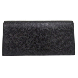 新品同様 グッチ インターロッキングG レザー ブラック 二つ折り長財布 黒 1704【中古】GUCCI