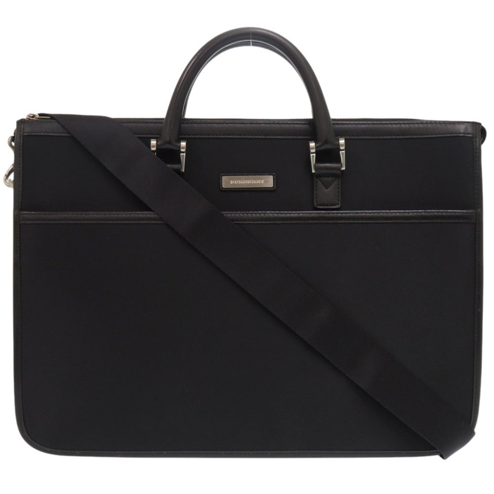 美品 バーバリー 2WAY ナイロン/レザー ブラック 書類カバン ビジネスバッグ ブリーフケース 黒 1720【中古】BURBERRY