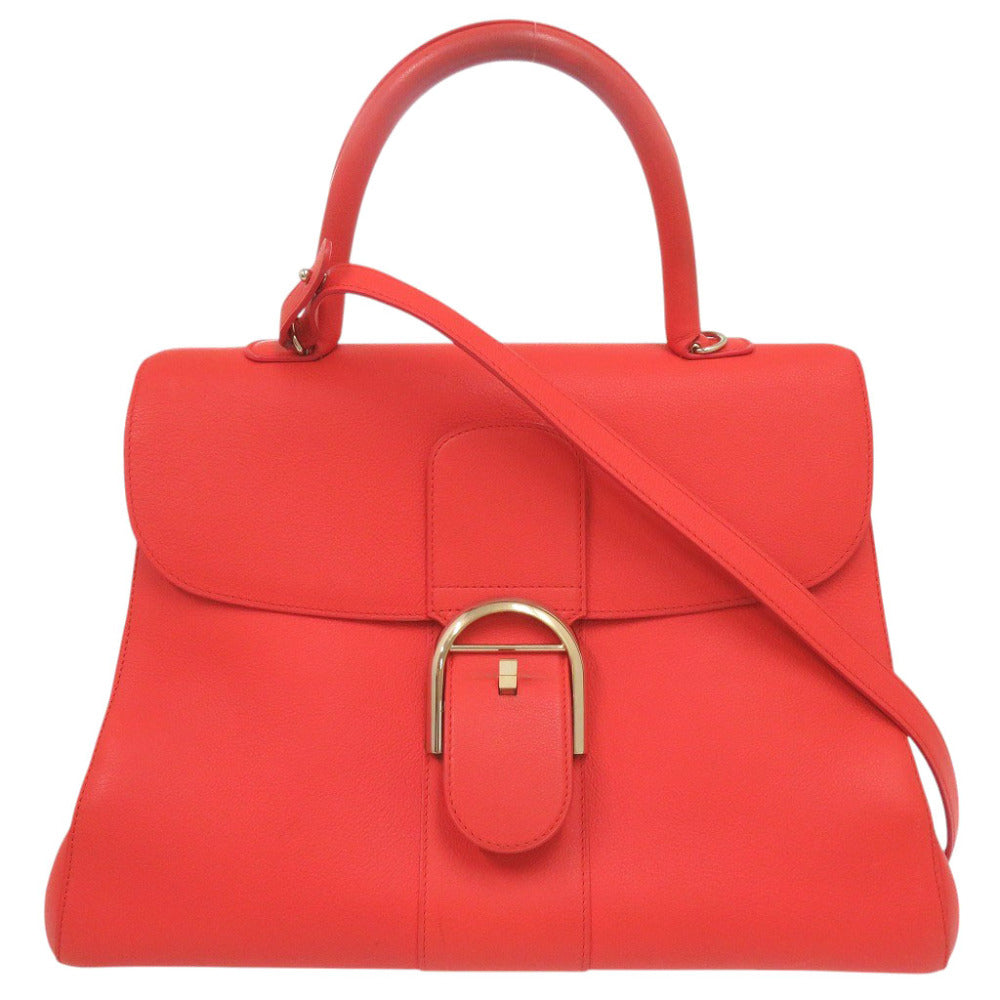 デルボー ブリヨンGM レザー オレンジ 2WAYショルダーバッグ ハンドバッグ 1724【中古】DELVAUX