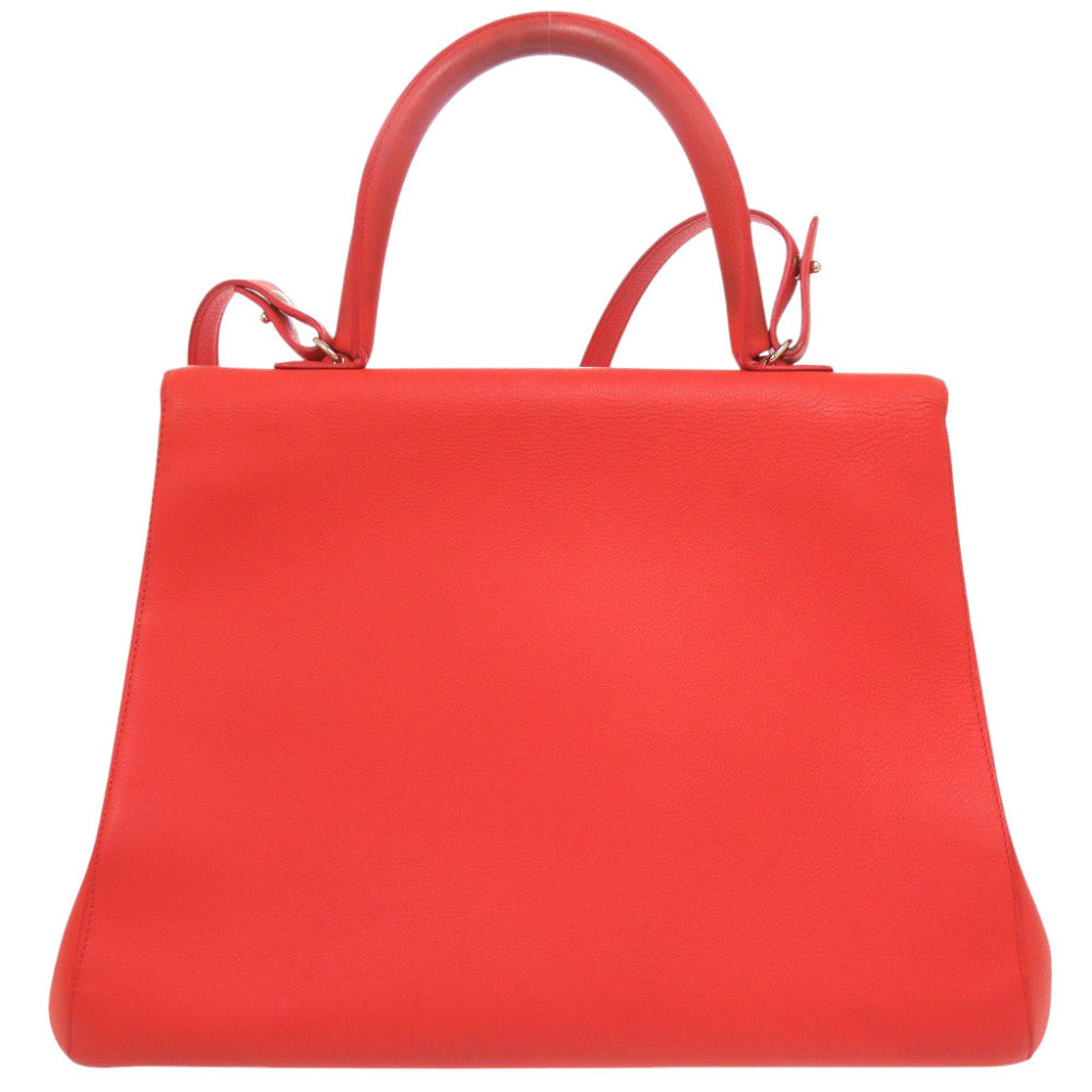 デルボー ブリヨンGM レザー オレンジ 2WAYショルダーバッグ ハンドバッグ 1724【中古】DELVAUX