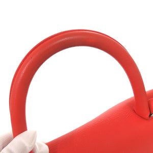 デルボー ブリヨンGM レザー オレンジ 2WAYショルダーバッグ ハンドバッグ 1724【中古】DELVAUX