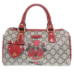 新品同様 グッチ タトゥーハート GGスプリームキャンバス 190257 ブラウン ミニボストンバッグ ハンドバッグ 1732【中古】GUCCI