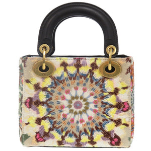 美品 ディオール レディディオール ミニ ビーズ マルチカラー ゴールド金具 ハンドバッグ 1736【中古】Dior