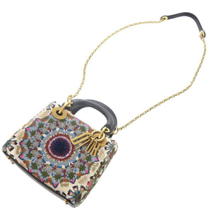 美品 ディオール レディディオール ミニ ビーズ マルチカラー ゴールド金具 ハンドバッグ 1736【中古】Dior