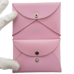 新品同様 エルメス カルヴィ デュオ ヴォーエプソン モーヴシルベストル シルバー金具 U刻印(2022年製) コインケース 財布 1749【中古】HERMES