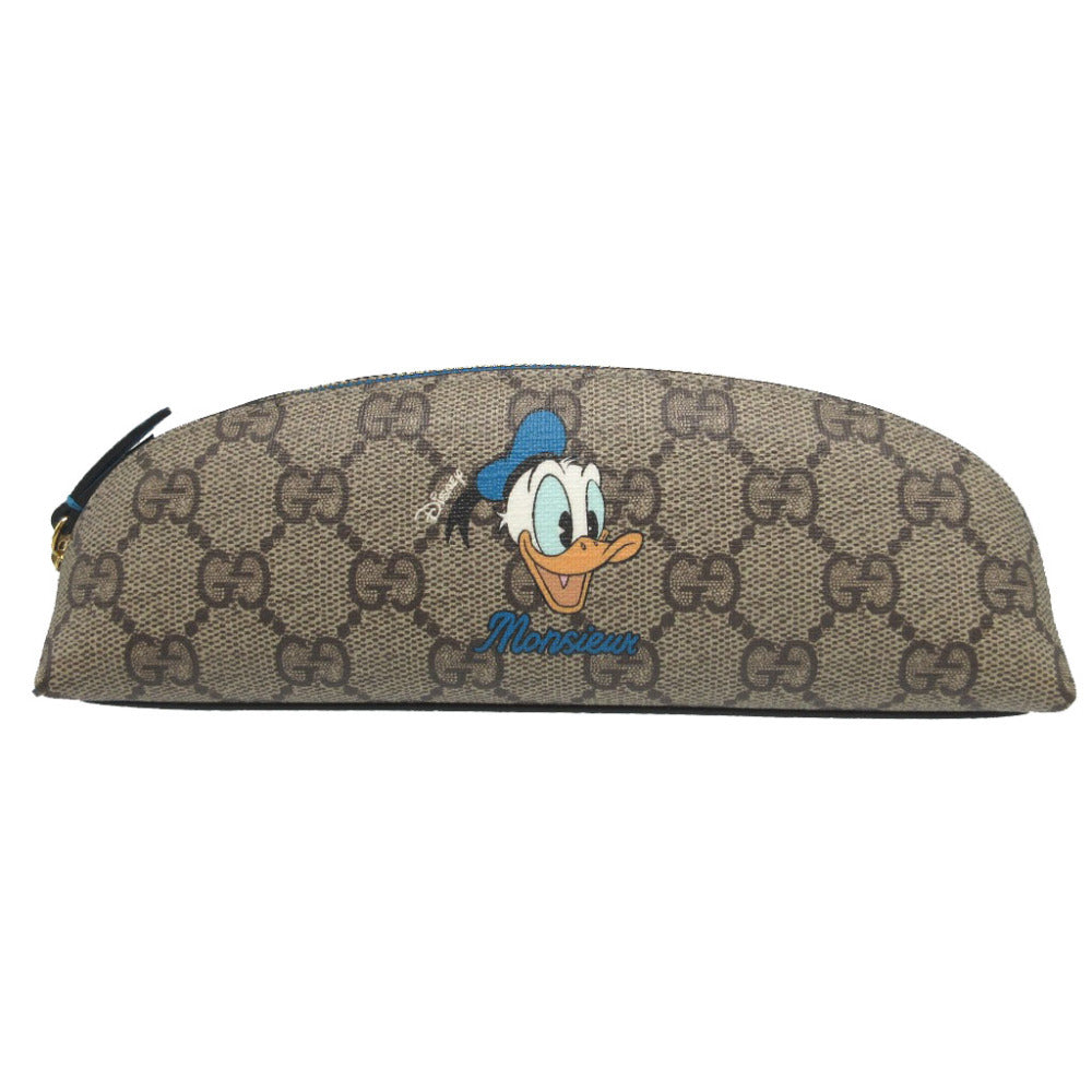 美品 グッチ 662129 ディズニーコラボ ドナルドダック GGスプリーム レザー ブラウン 茶 ペンケース 1803【中古】GUCCI
