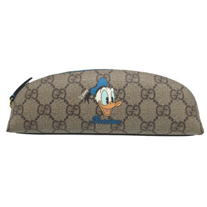 美品 グッチ 662129 ディズニーコラボ ドナルドダック GGスプリーム レザー ブラウン 茶 ペンケース 1803【中古】GUCCI