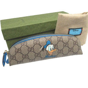 美品 グッチ 662129 ディズニーコラボ ドナルドダック GGスプリーム レザー ブラウン 茶 ペンケース 1803【中古】GUCCI