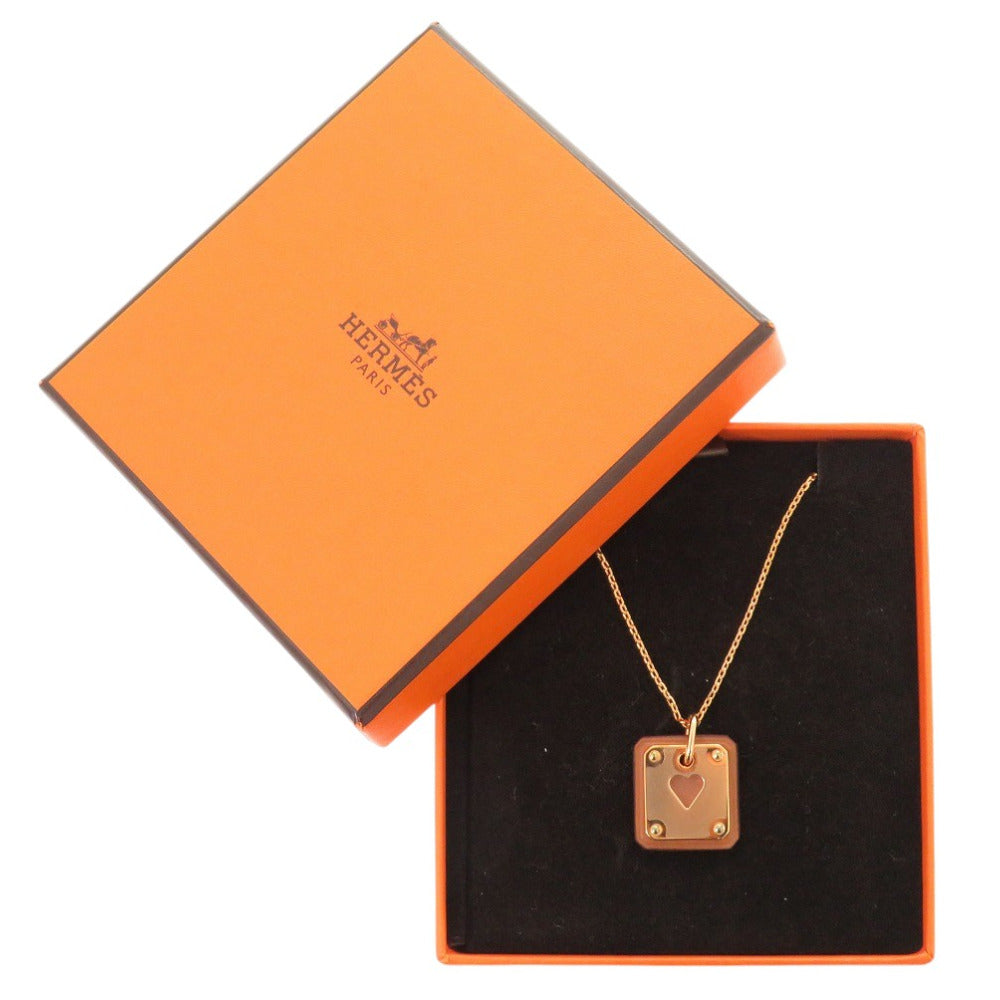 新品同様 エルメス アスドゥクール レザー/メタル ブラウン Y刻印(2020年製) ネックレス 茶 1806【中古】HERMES