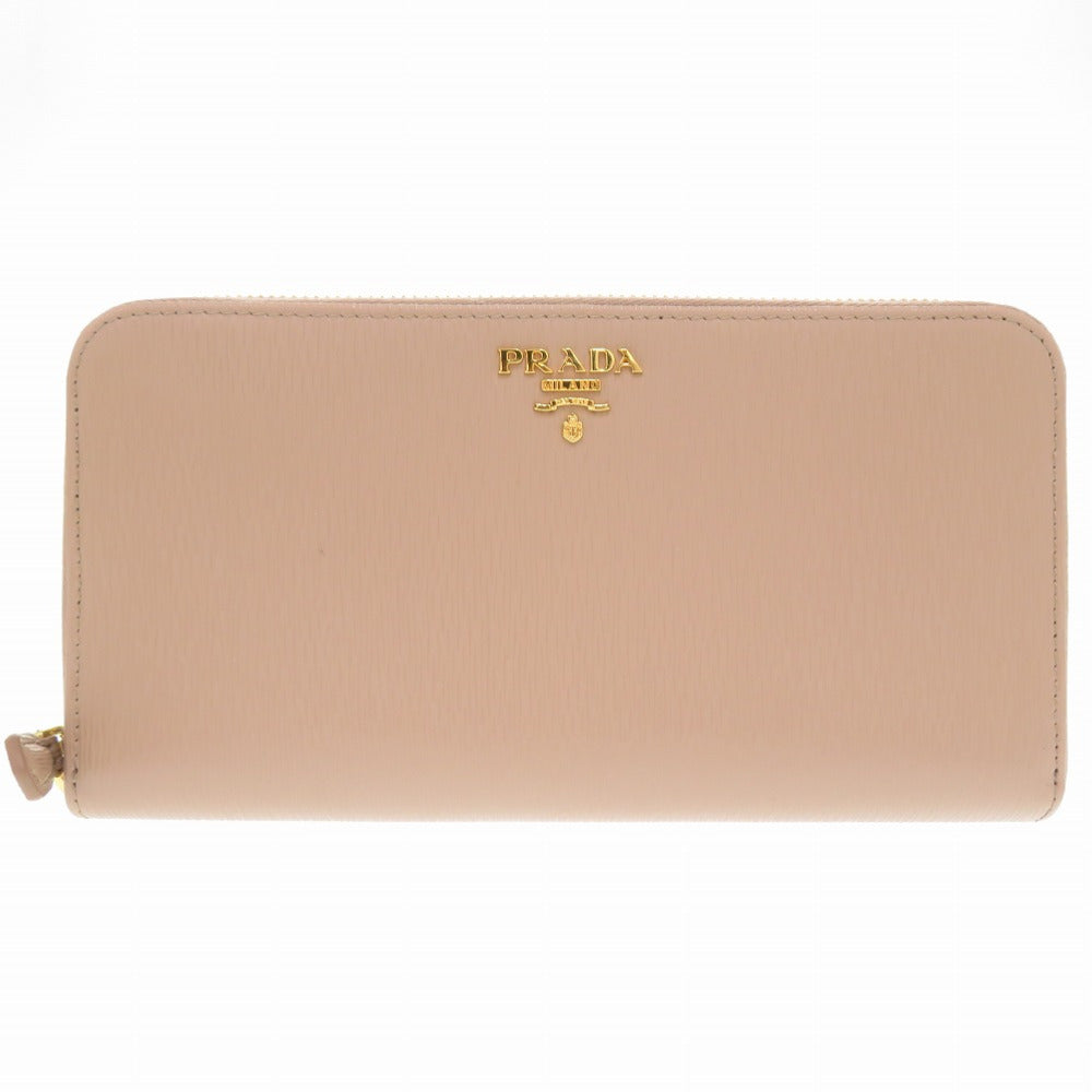 新品同様 プラダ 1ML506 サフィアーノレザー ピンク ラウンドファスナー長財布 財布 1808【中古】PRADA