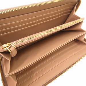 新品同様 プラダ 1ML506 サフィアーノレザー ピンク ラウンドファスナー長財布 財布 1808【中古】PRADA