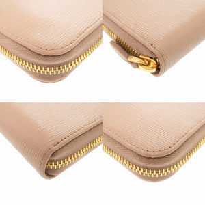 新品同様 プラダ 1ML506 サフィアーノレザー ピンク ラウンドファスナー長財布 財布 1808【中古】PRADA