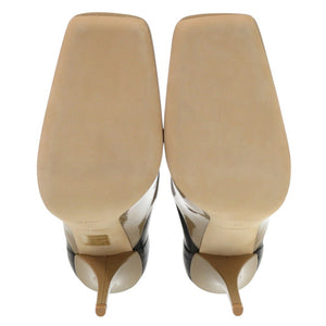 新品同様 バーバリー ショートブーツ ハイヒール パテントレザー ベージュ/ブラック ブーツ 黒 1809【中古】BURBERRY