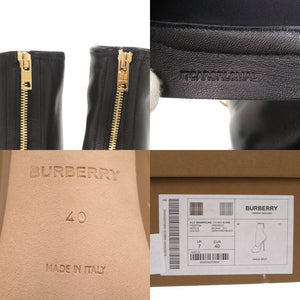 新品同様 バーバリー ショートブーツ ハイヒール パテントレザー ベージュ/ブラック ブーツ 黒 1809【中古】BURBERRY