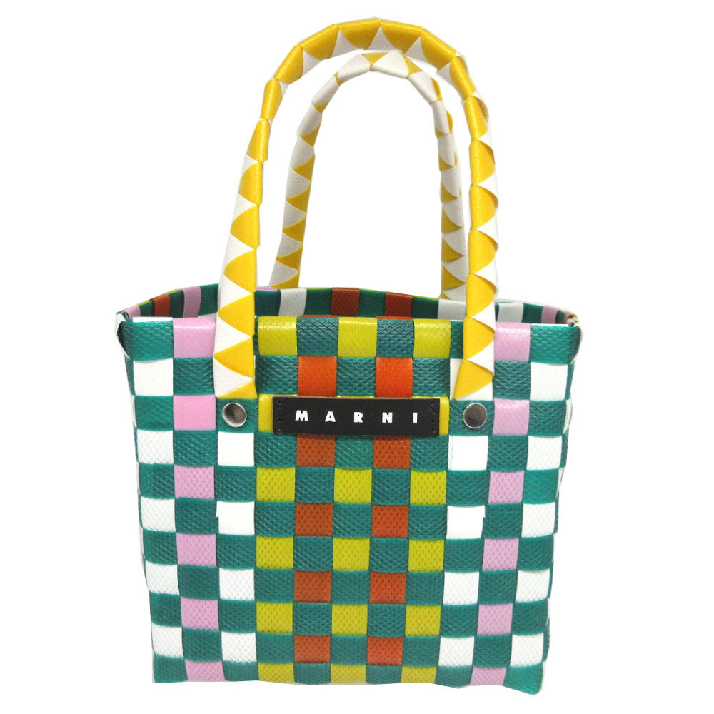 新品同様 マルニ バーントブリック M00178 ウーブン マイクロバスケット ポリプロピレン グリーン 緑 ハンドバッグ 1812【中古】MARNI