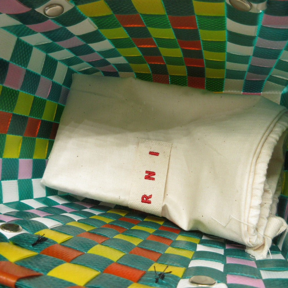 新品同様 マルニ バーントブリック M00178 ウーブン マイクロバスケット ポリプロピレン グリーン 緑 ハンドバッグ 1812【中古】MARNI