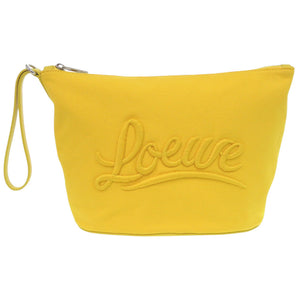 美品 ロエベ コスメティックポーチ キャンバス イエロー クラッチバッグ 1824【中古】LOEWE