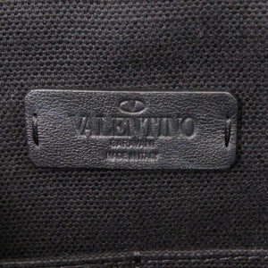 ヴァレンティノ ガラヴァーニ キャンバス/レザー ブラック トートバッグ 黒 1827【中古】Valentino Garavani