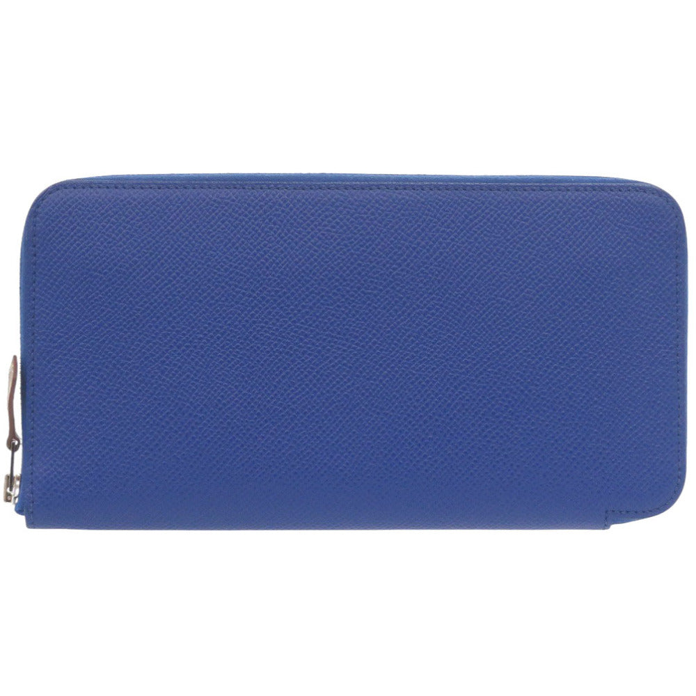 美品 エルメス ラウンドファスナー アザップ シルクイン ロング ヴォーエプソン ブルーフランス シルバー金具 Z刻印(2021年製) 長財布 1828【中古】HERMES