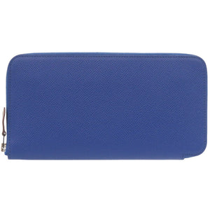 美品 エルメス ラウンドファスナー アザップ シルクイン ロング ヴォーエプソン ブルーフランス シルバー金具 Z刻印(2021年製) 長財布 1828【中古】HERMES