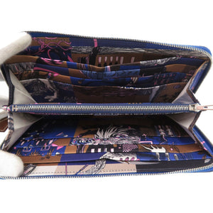 美品 エルメス ラウンドファスナー アザップ シルクイン ロング ヴォーエプソン ブルーフランス シルバー金具 Z刻印(2021年製) 長財布 1828【中古】HERMES