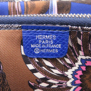 美品 エルメス ラウンドファスナー アザップ シルクイン ロング ヴォーエプソン ブルーフランス シルバー金具 Z刻印(2021年製) 長財布 1828【中古】HERMES