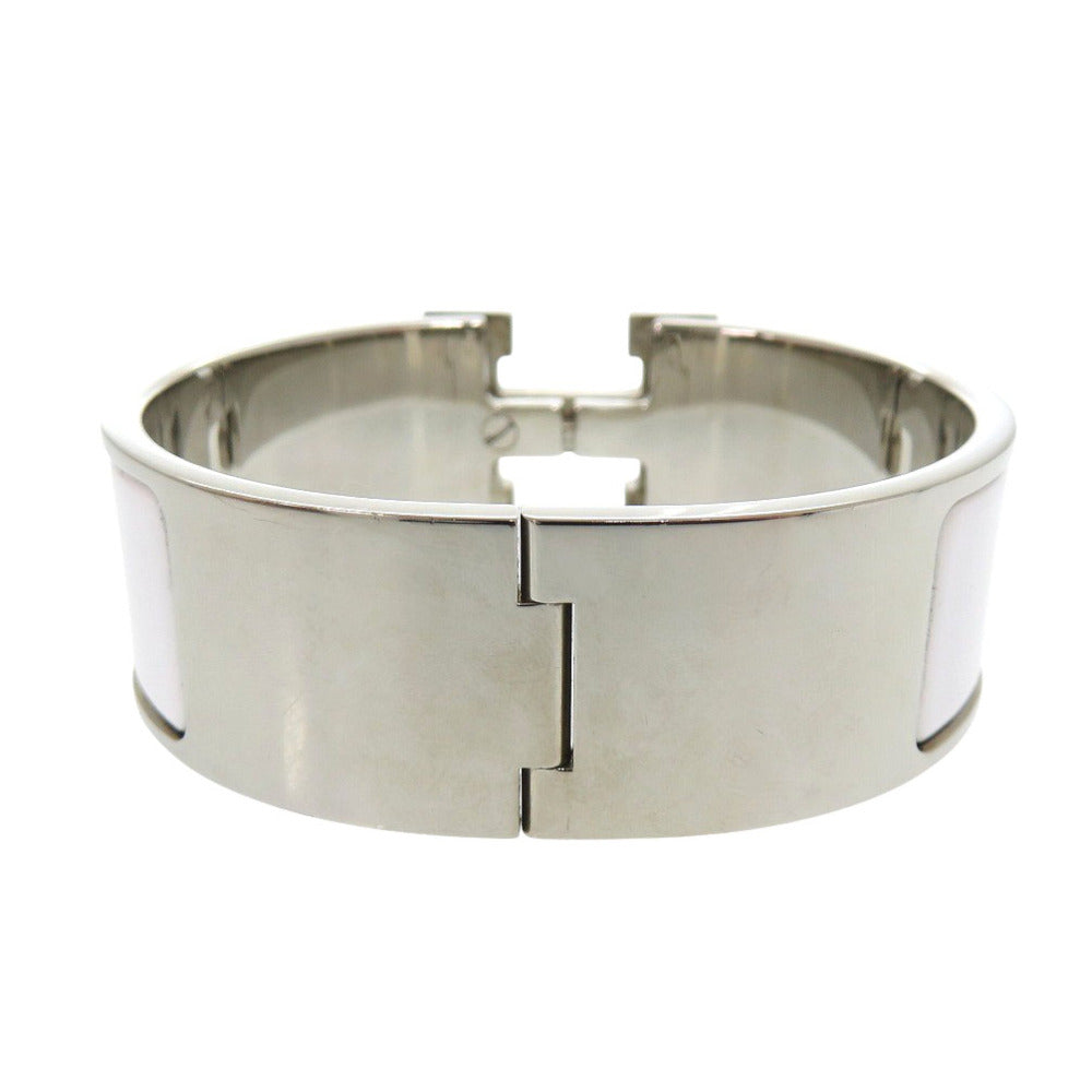 美品 エルメス Hモチーフ クリッククラックGM メタル ホワイト シルバー □Q刻印(2013年製) ブレスレット 白 1829【中古】HERMES