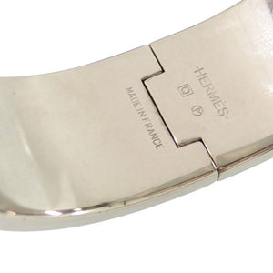 美品 エルメス Hモチーフ クリッククラックGM メタル ホワイト シルバー □Q刻印(2013年製) ブレスレット 白 1829【中古】HERMES