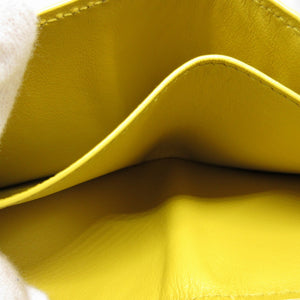 新品同様 ボッテガヴェネタ イントレチャート レザー イエロー 黄 2つ折り 札入れ 財布 1837【中古】BOTTEGA VENETA