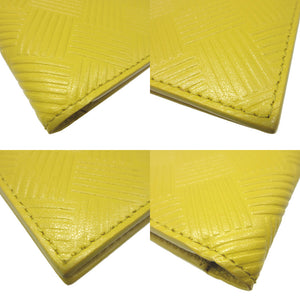 新品同様 ボッテガヴェネタ イントレチャート レザー イエロー 黄 2つ折り 札入れ 財布 1837【中古】BOTTEGA VENETA