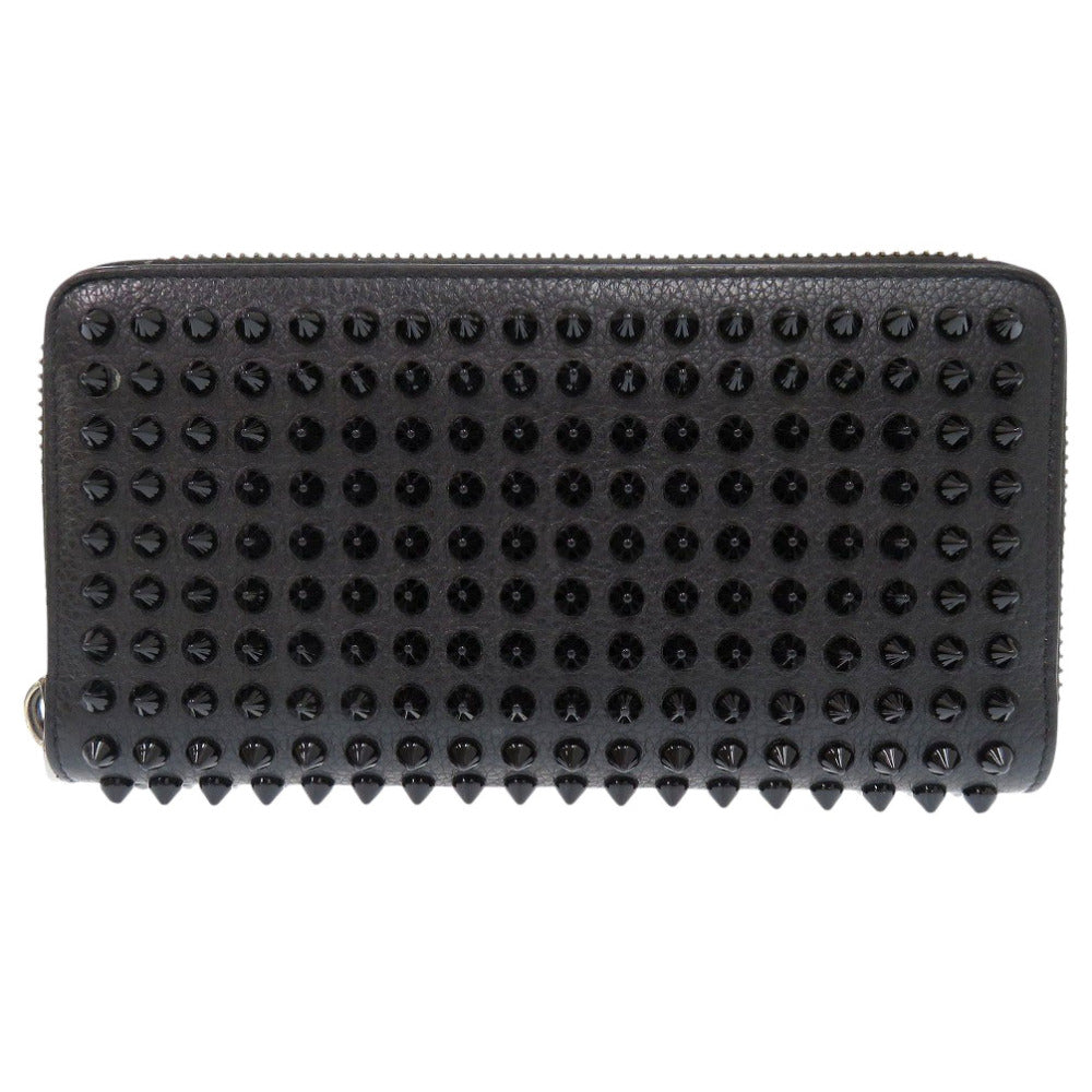 美品 クリスチャンルブタン パネトーネ ラウンドファスナー 長財布 レザー ブラック 長財布 黒 1839【中古】Christian Louboutin