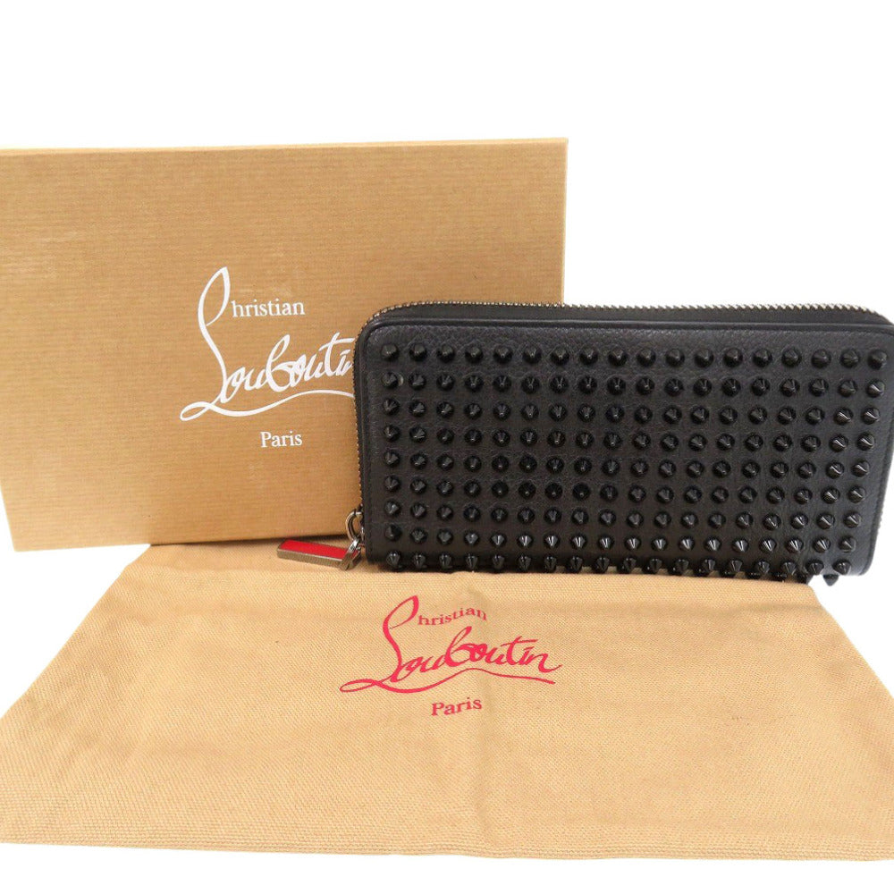 美品 クリスチャンルブタン パネトーネ ラウンドファスナー 長財布 レザー ブラック 長財布 黒 1839【中古】Christian Louboutin