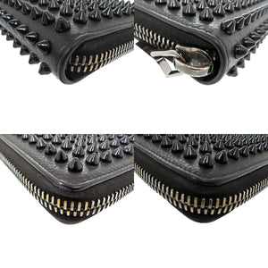 美品 クリスチャンルブタン パネトーネ ラウンドファスナー 長財布 レザー ブラック 長財布 黒 1839【中古】Christian Louboutin