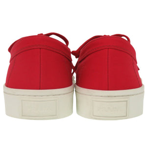 美品 プラダ トライアングルロゴ 2EG302 キャンバス ラバー レッド スニーカー 赤 1846【中古】PRADA メンズ