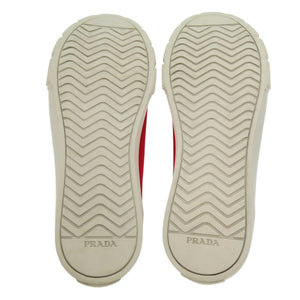 美品 プラダ トライアングルロゴ 2EG302 キャンバス ラバー レッド スニーカー 赤 1846【中古】PRADA メンズ