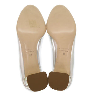 未使用品 ミュウミュウ レザー ストーン シルバー パンプス 1868【中古】MIUMIU